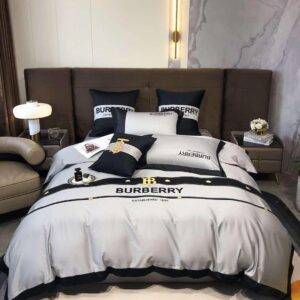 BurBerry Luxury Bedcover Set - Black & Silver